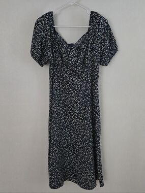 SHEIN Navy and Cream Floral Midi Dress